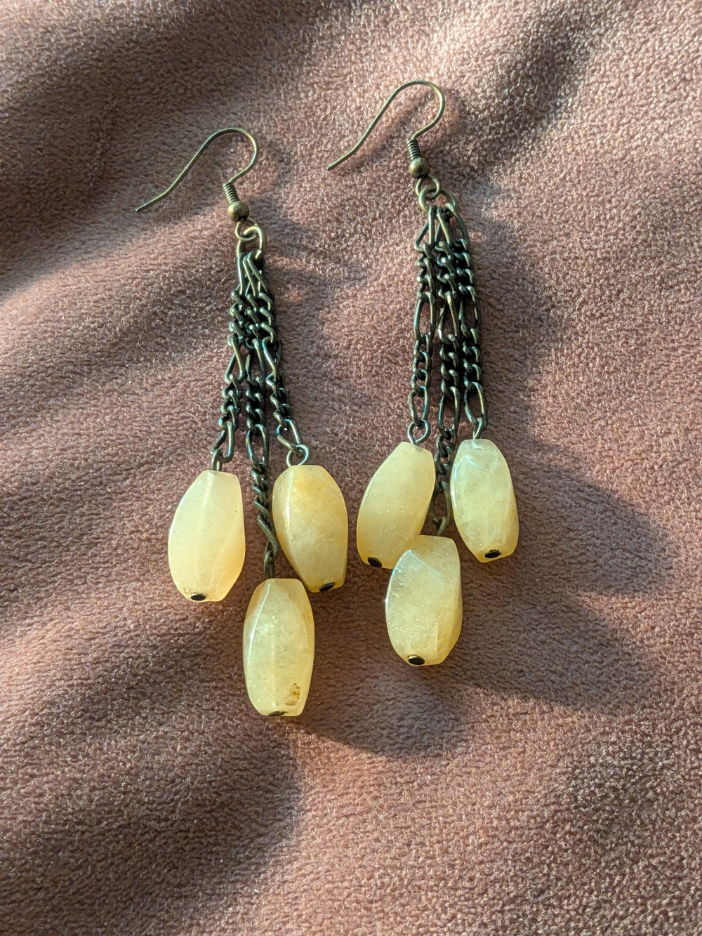 Yellow Stone Bead Dangle Earrings - Elegant Women's Jewelry